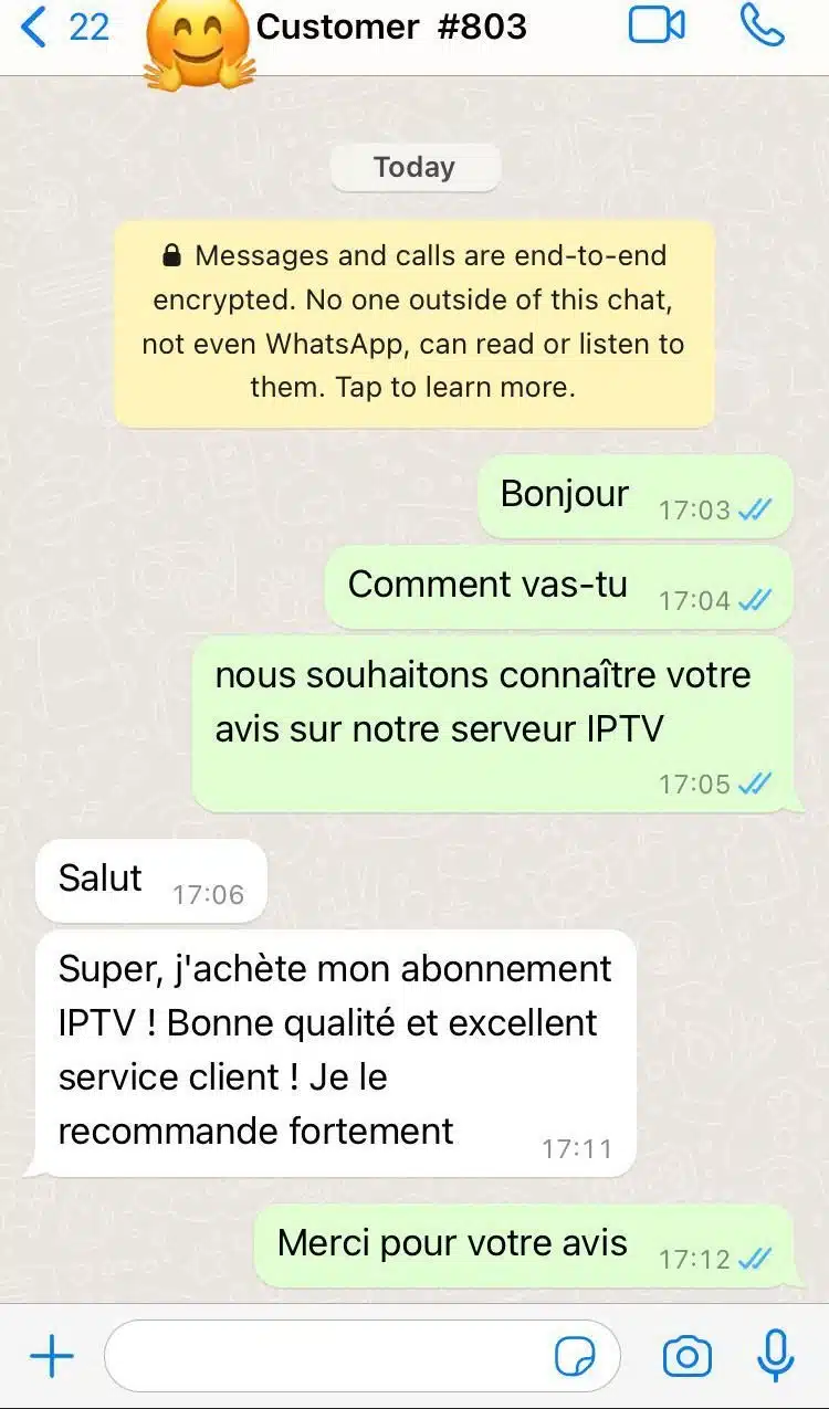Témoignage client WhatsApp 1