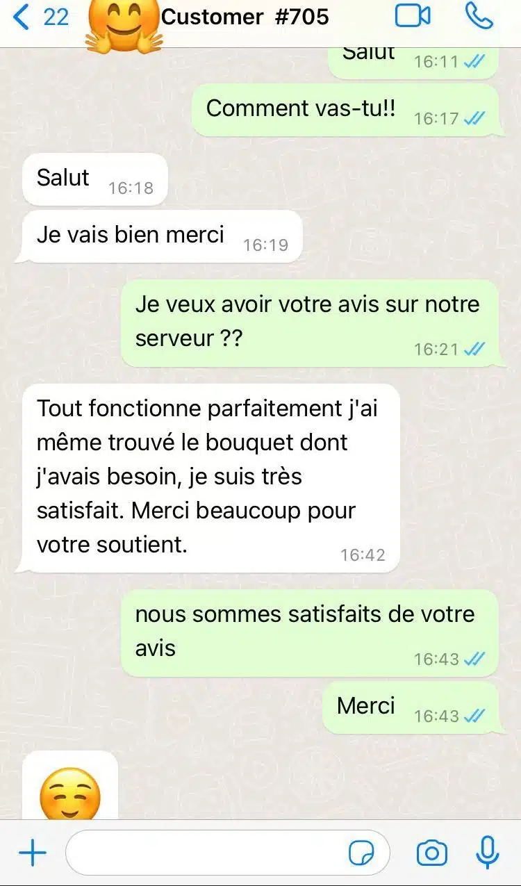 Témoignage client WhatsApp 3